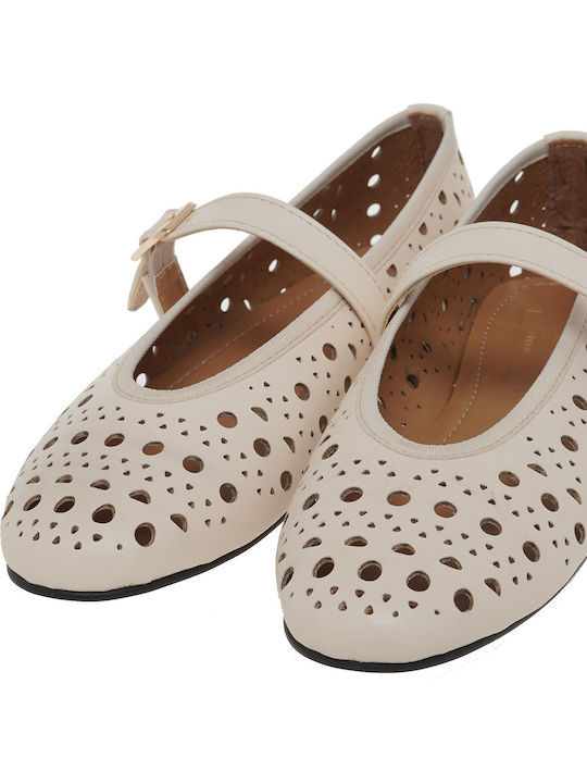 Synthetic Leather Ballerinas White