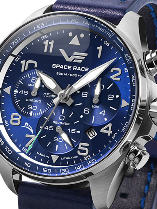 Vostok Europe Space Race Watch Battery with Leather Strap Vostok Europe Space Race Watch Battery with Leather Strap