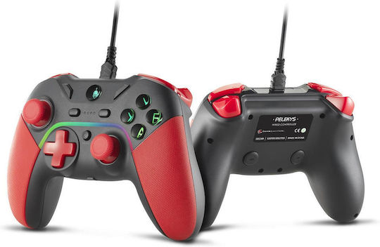 Spartan Gear Pelekys Gamepad Cu Fir cu Stick-uri cu Efect Hall pentru PC / PS3 Negru / Roșu