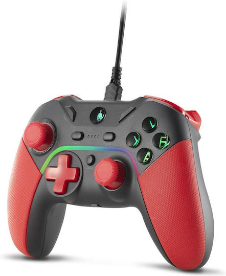 Spartan Gear Pelekys Gamepad Cu Fir cu Stick-uri cu Efect Hall pentru PC / PS3 Negru / Roșu