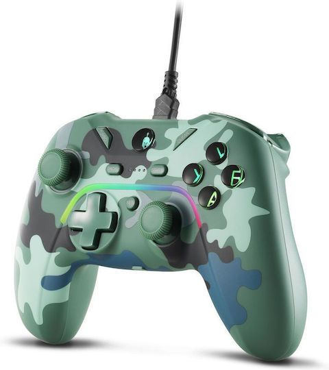 Spartan Gear Pelekys Cu fir Gamepad pentru PC / PS3 camuflaj verde