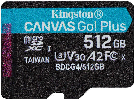 Kingston Canvas Go Plus SDXC 512GB U3 V30 A2 UHS-I 200MB/s With Adapter