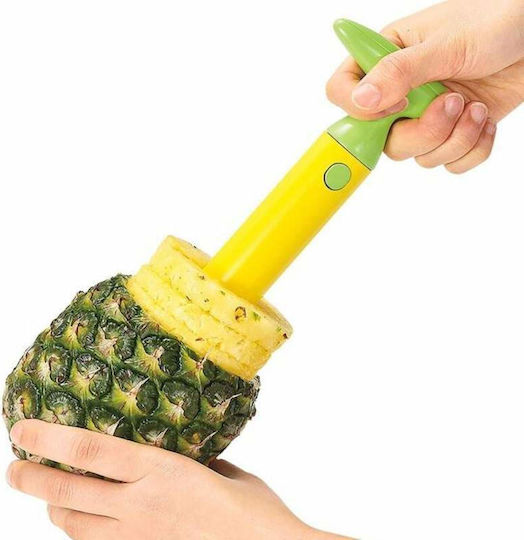 Instrument de Curățare și Feliere Ananas Siks Mâner din Plastic Galben Verde