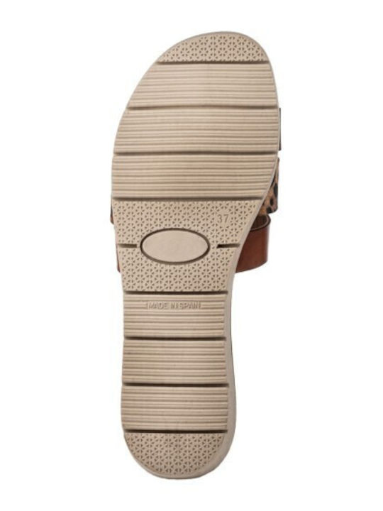 Leather Women's Flat Sandals in Brown Color