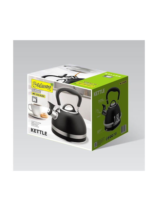 Maestro Teapot Stainless Steel Black 1800ml