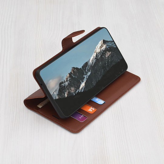 Techsuit Wallet Leather / Silicone Brown (Oppo Reno13 F 4G, Oppo Reno13 F 5G, Oppo Reno13 FS 5G)