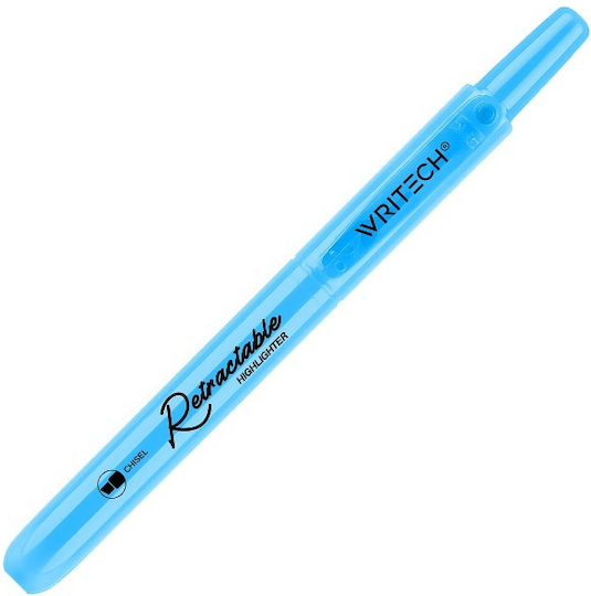 Writech Highlighter Marker Button Flat 1-4mm Retractable Sky Blue 545762