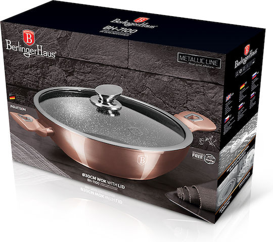 Berlinger Haus Metallic Line Wok from Aluminum with Lid with Ceramic Interior Coating 30cm