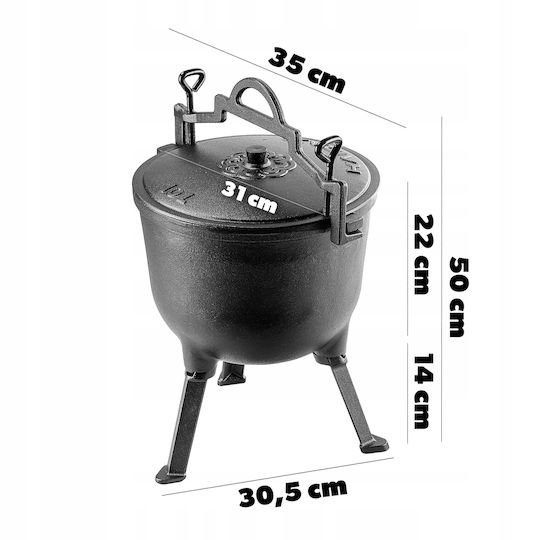 Kadax Cast Iron Hunter's Pot 10l Fire Pit Grill Roasting