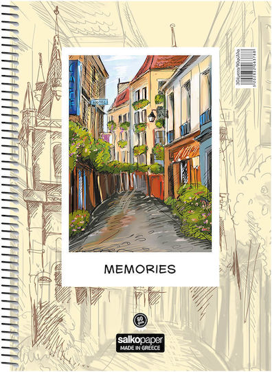 Salko Paper Spiral Ruled Notebook B5 60 Paper Sheets 2 Subjects Memories London (Various Designs or Colours)