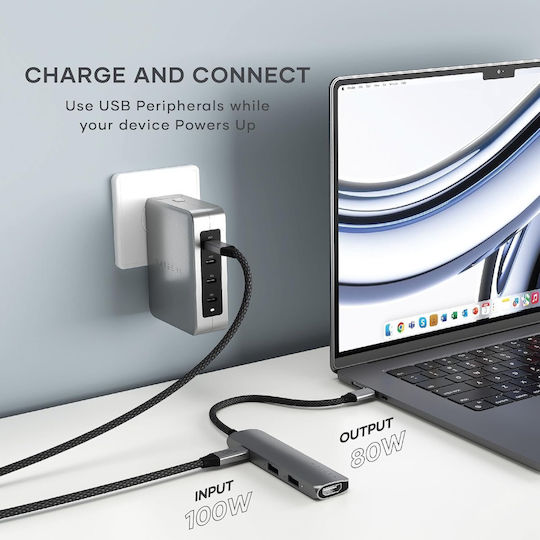 Satechi 4-in-1 Slim Multiport Adapter USB-C Docking Station with HDMI 4K PD Gray
