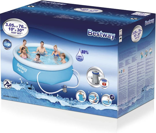Bestway Round PVC Swimming Pool 3,638lt Inflatable 305x76cm Light Blue