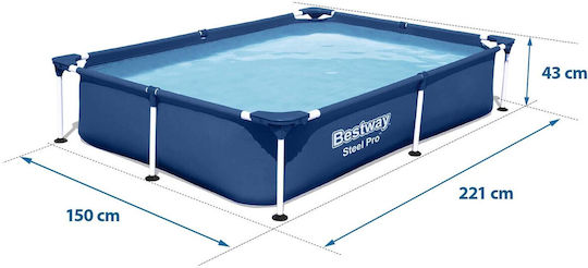 Bestway Children's PVC Swimming Pool 1200lt with Metallic Frame 221x150x43cm Blue