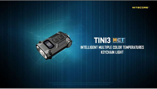 NiteCore Rechargeable Keychain Flashlight LED with Maximum Brightness 600lm Tini 3 Black