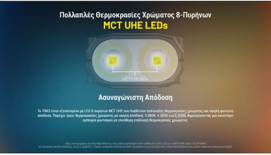 NiteCore Rechargeable Keychain Flashlight LED with Maximum Brightness 600lm Tini 3 Black