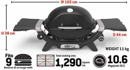 Weber Q1200N Portable Gas Grill with 1 pcs 2.9kW