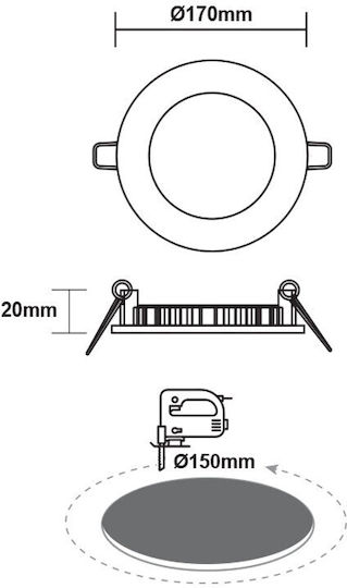 Φωτιστικό Panel Led Οροφής 12w 120° 4000k Φωτιστικό Panel Led Οροφής 12w 120° 4000k