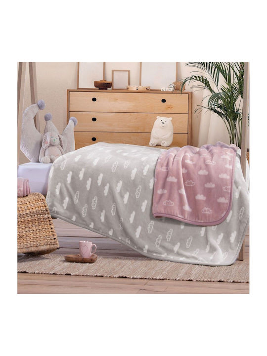 Nef-Nef Homeware Blanket Nursery Swaddling Blankets Clouds Velvet Gray 75x100cm
