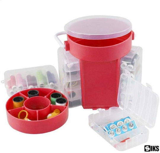 Set Portabil de Cusut Siks, Trusă Completă de Croitorie cu 210 Accesorii, Ață, Ace, Nasturi, Roșu