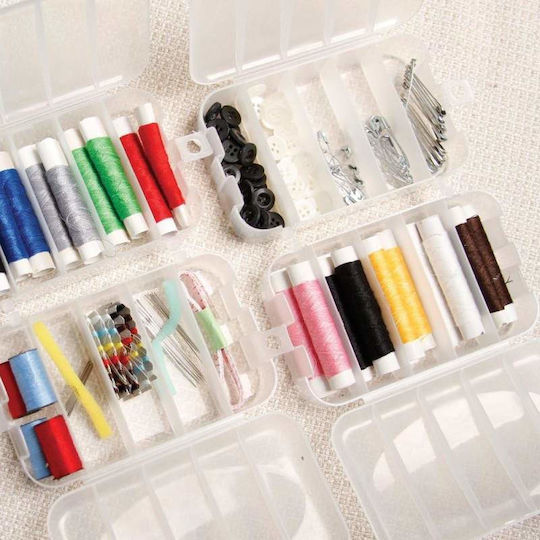 Set Portabil de Cusut Siks, Trusă Completă de Croitorie cu 210 Accesorii, Ață, Ace, Nasturi, Roșu