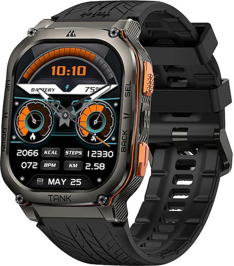 Kospet Tank M3 Ultra Stainless Steel Waterproof Smartwatch with Heart Rate Monitor (Black)