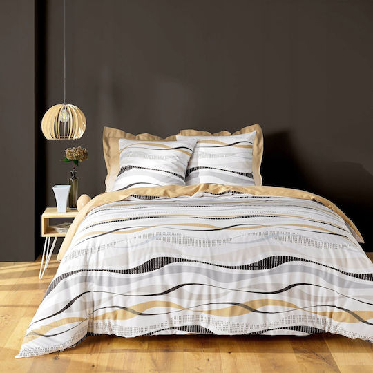 Douceur d'Intérieur Natura Baumwolle Bettbezug Set 240x220cm Übergröße mit 2 Natura Kissenbezügen