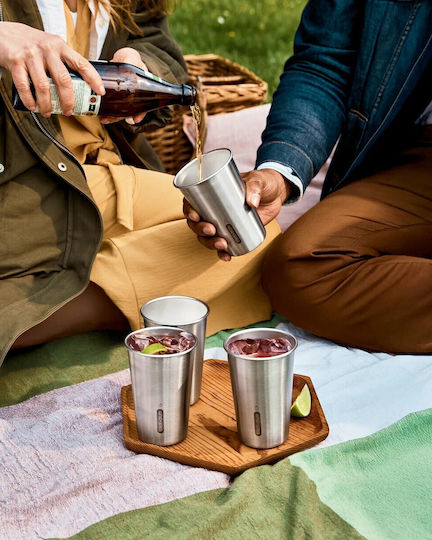 Black & Blum 500ml Stainless Steel Cups Grey Picnic Set of 4 Pieces