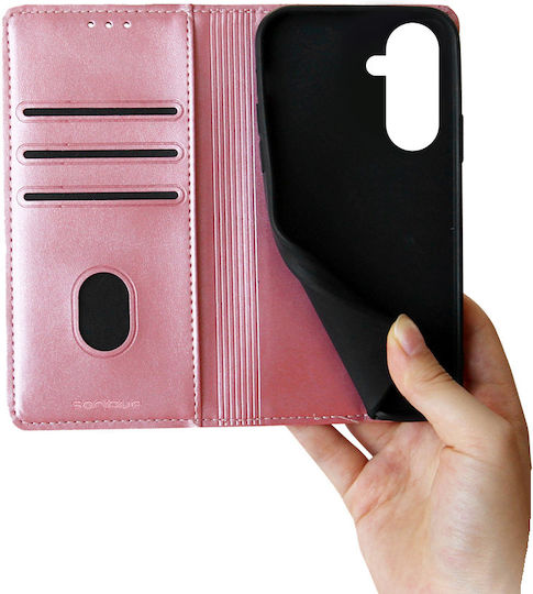 Θήκη Πορτοφόλι Vintage Magnet Wallet Sonique Samsung Galaxy A26 5g Ροζ Χρυσό