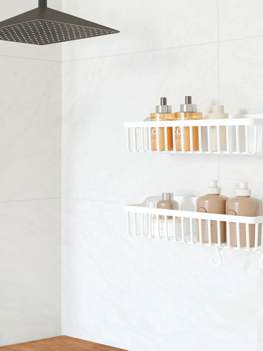 Femmit Self-Adhesive Plastic Bathroom Shelf Set of 2 Bathroom & Kitchen Organization Shelves 26x11x9 Cm White