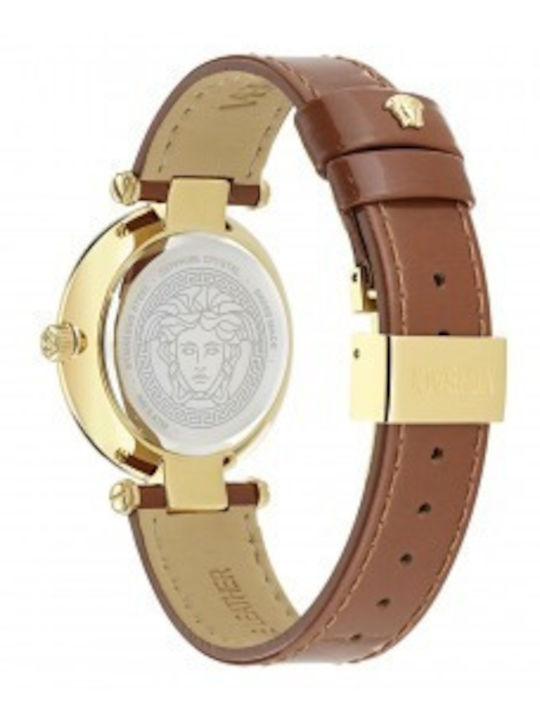 Versace Reve Lady Γυναικείο Ρολόι Μπαταρίας με Καφέ Δερμάτινο Λουράκι