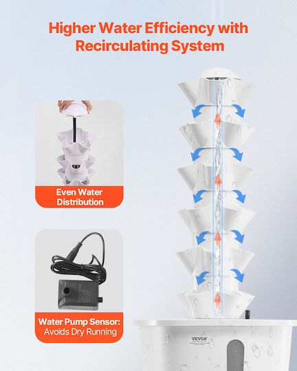 Vevor Hydroponic Growing System 30 Pods Smart Hydroponic Tower Κυκλοφορία Νερού