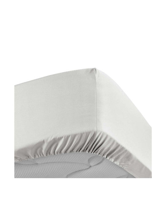 Douceur d'Intérieur Σεντόνι Υπέρδιπλο με Λάστιχο 160x200εκ. White