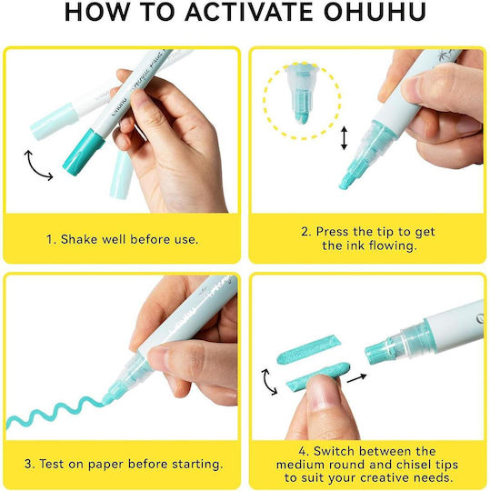 Ohuhu Acrylic Markers Extra Fine Tip Drawing Markers 0.7mm Thin Set 48 Colours