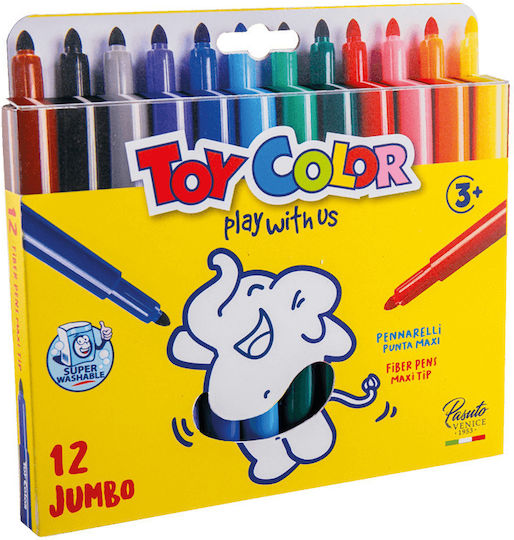 Toy Color Μαρκαδόροι Ζωγραφικής 5mm Χονδροί Σετ 12 χρώματα
