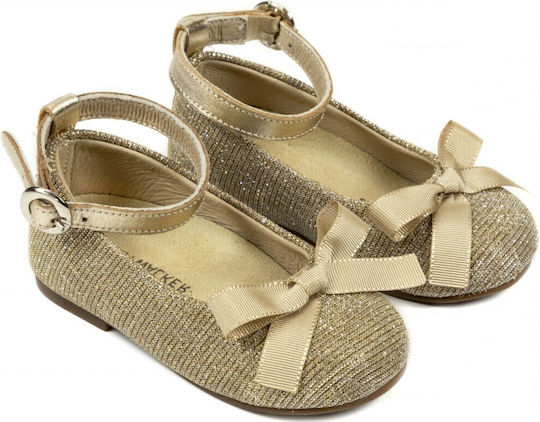 Babywalker Babywalker Christening Shoes for Girls Fabric Gold Pumps
