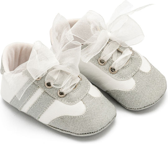 Babywalker Silver Baptism Leather Sneakers