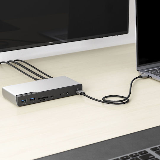 Alogic USB-C Stație de andocare cu HDMI/DisplayPort 4K PD și conexiune 4 monitoare Gri (DUCDV4)