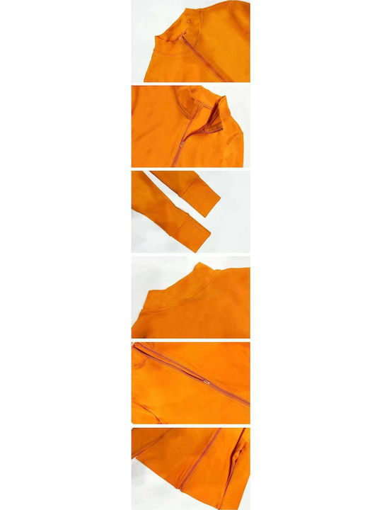 Long Women's Cardigan with Zipper Orange