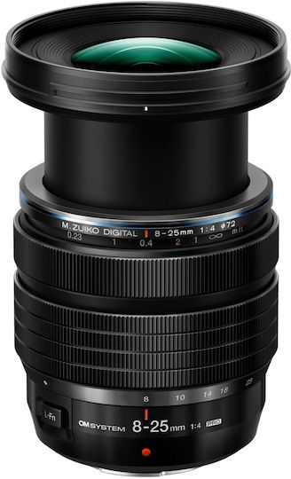 Olympus Full Frame Camera Lens OM System M.Zuiko Digital ED 8-25mm f/4 PRO Wide Angle Zoom for Micro Four Thirds (MFT) Mount Black