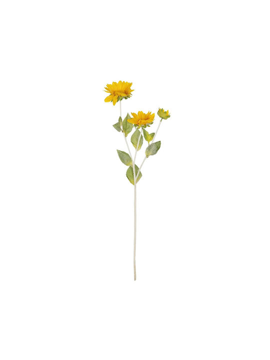 Globostar Artificial Garden Yellow Sunflower Branch 21384 Τεχνητό Διακοσμητικό Κλαδί Ηλιοτρόπιο Κίτρινο Y64cm