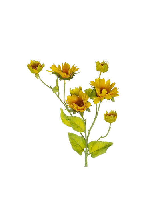 Globostar Artificial Garden Yellow Sunflower Branch 21379 Decorative Artificial Yellow Sunflower Branch Y72cm