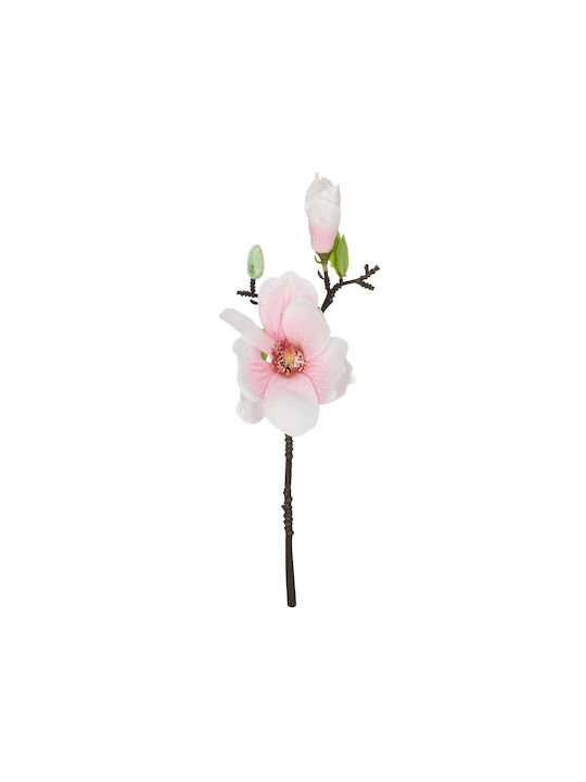 Globostar Artificial Garden White Ping Magnolia Branch 21417 Τεχνητό Διακοσμητικό Κλαδί Λευκή Ροζ Μαγνόλια Y36cm