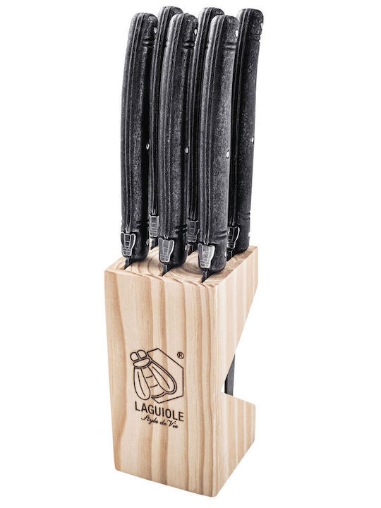 Laguiole Black Stonewash Μαχαίρια Steak από Ανοξείδωτο Ατσάλι 6τμχ