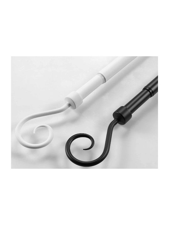 Douceur d'Intérieur Extendable Metallic Curtain Pole Arabesque Single Φ19mm 210-120cm Black
