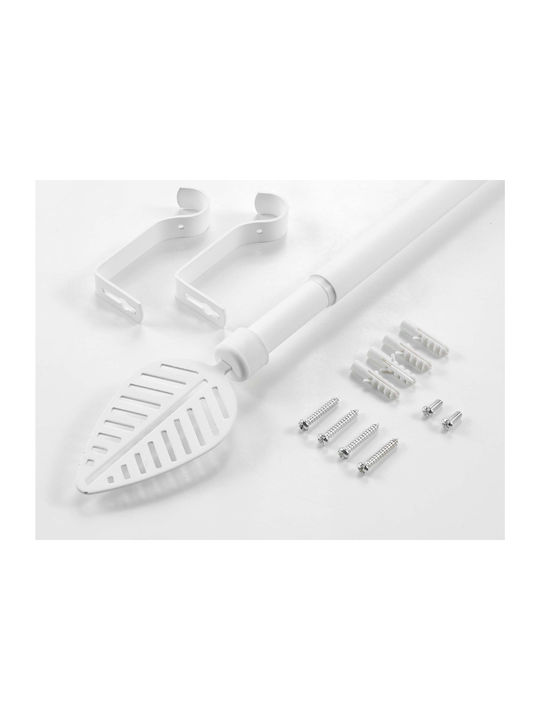 Douceur d'Intérieur Extendable Metallic Curtain Pole Stylea Single Φ19mm 210-120cm White