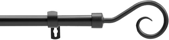 Douceur d'Intérieur Extendable Metallic Curtain Pole Arabesque Single Φ19mm 210-120cm Black