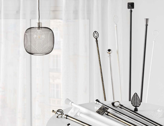 Douceur d'Intérieur Πτυσσόμενο Μεταλλικό Κουρτινόξυλο Stylea Μονό Φ19mm 210-120εκ. Black
