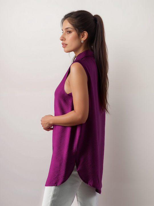 Fără mâneci Femei Cămașă Purple
