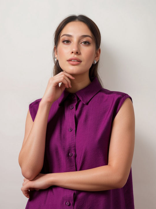 Fără mâneci Femei Cămașă Purple