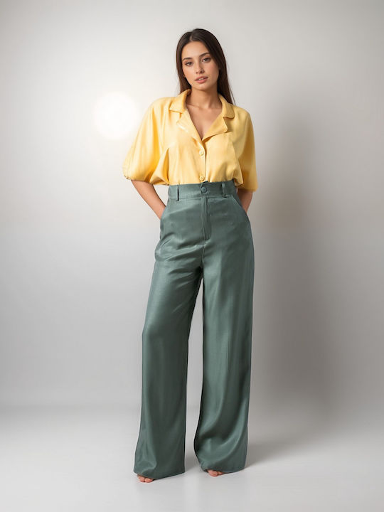 Kurzärmelig Damen Hemd Yellow